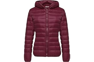 Wantdo Chaqueta de Pluma Ultra Ligero Chaqueta de Plumón Ajustada de Moda Plumiferos Otoño Cálido Abrigo Antiviento de Montaña Mujer