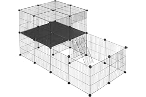 EUGAD Enclos Lapin Interieur, DIY Enclos Modulable avec 30 Panneaux, Cage Lapin pour Petits Animaux avec Porte Escalier, Parc Enclo pour Cochons d'Inde,Lapins,Chien,Chiot 105x70x70cm