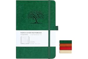 HOMEMARS Taccuino, Quaderno Appunti, Journal, Taccuino Appunti, Quaderno A5,Quaderni a Righe, Diario, Notebook, 200 Pagine, 100 gsm, disegno ad albero in rilievo, pelle vegana,21cm*14.5cm,Verde