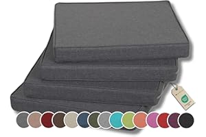 ‎GUTEKISSEN Gutekissen® Stuhlkissen Polsterauflage Auflage für Stühle/Bänke für Haus und Garten Sitzauflage Gartenkissen Sitzkissen viele Farben FK5 (45x45, Anthrazit, 4)