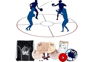 Shaka Ball Game Set – Fun Outdoor Paddle Ball Game for Teens and Adults | Perfect for Beach Games, Park, Garden, and BBQ Parties | Includes 4 Wooden Paddles, 2 Balls, Circular Court & Backpack