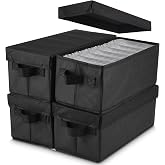 Vuxava CD Storage Case with Lid - Set of 4 - Large Capacity up to 165 CDs - Portable &amp; Dustproof - Ideal for Home, Office &amp; T