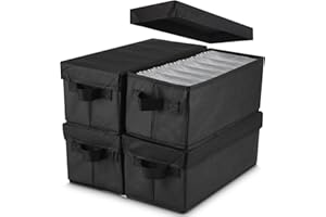 Vuxava Pudełko do przechowywania płyt CD z pokrywką, 4 sztuki, duża pojemność na 165 płyt CD, przenośne i pyłoszczelne, idealne do domu, biura i w podróży