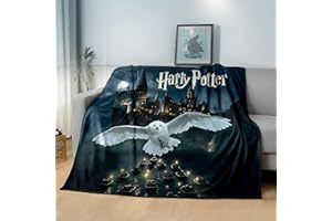 ‎TEX IDEA kuschelige Harry Potter Flauschdecke Fleecedecke 150 x 200 cm · große Decke Tagesdecke Kuscheldecke mit Hogwarts und Eule (schwarz)