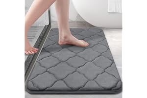 Homaxy Tapis de bain en mousse à mémoire de forme - Antidérapant - Doux - Absorbant - Lavable - Facile d'entretien - 40 x 60 cm - Gris foncé