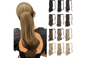 Sofeiyan Coleta Velcro Extensiones de Clip de Pelo Natural Rizado Cola de Caballo Extension Largo Sintético Ponytail Postizos Ondulada para Mujeres Chica-38 cm Rubio claro fresa
