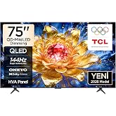 TCL 75 in&ccedil; Akıllı TV 75T8D 4K QD-Mini LED Dimming Renkli Quantum Crystal HDR10+ Oyun Google TV, 144Hz Doğal Yenileme Hızı, ON