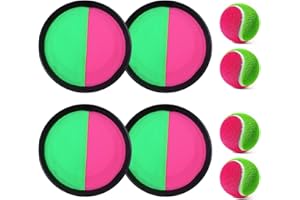 CREJOHY Toss and Catch Paddle Game Ball and Catch Game Ball and Catch game Outdoor Toys for Kids Age 3-8 Outdoor Games for Kids 4 5 6 7 8 Year Old Boys Girls OutdoorBeach,Garden Game Age 3+ (4)