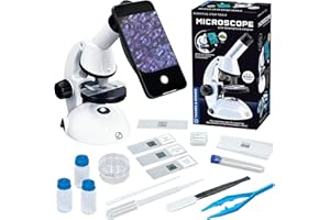 The Thames & Kosmos Microscope Essential STEM Tool with Smartphone Adapter to Capture & View Microscopic Images, Entry-Level Student Science Device, 60x to 600x Magnification & 45 Accessories