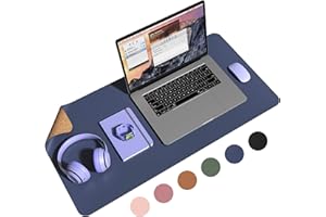 YSAGi Schreibtischunterlage, Mauspad aus Naturkork und Leder, 80x40cm Rutschfeste Schreibunterlage, Cork, Wasserdicht, Beidseitig Verwendbare Schreibtischmatte für Büro und Zuhause (Dunkelblau)