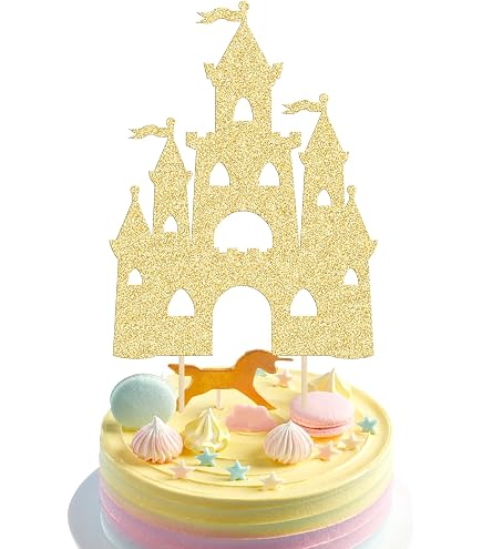 Flairs New York Happy Birthday Cake Topper - Gold Glitter Princess Castle Letters (Pack Of 1) - View #11
