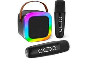 Aplsinvivi Karaoke Machines for Kids Adults, Mini Karaoke Machine with 2 Wireless Microphones, Kids Toys Birthday Gifts for Girls Ages 6, 7, 8, 9, 10, 12 +Year Old Family Home Party(Black)