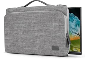 LOSONG 16.1/15.6 Inch Portable Monitor Case, 15.6 inch Laptop Protective Carrying Cover with PU Handle, Large Accessory Pocket and Water Resistant for Travel Monitor Bag Display Screen Sleeve, Gray