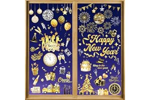 DPKOW 9 Sheets 2026 New Year Window Stickers Decorations, Window Clings for 2026 New Year's Eve Decorations Window Decal Fireworks New Year Room House Decorations