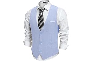 COOFANDY Gilet da Abito da Uomo Formale Scollo a V Gilet da Uomo Panciotto Matrimonio Slim Fit Gilet da Abito Panciotto Casual Con Tasche
