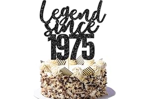 Gyufise 1 Pack Legend Since 1975 Cake Topper Black Glitter 50th Birthday Cake Decoration Happy Birthday Cheers to 50 Years for 50th Men Women Birthday Party 50 and Fabulous Party Decoration Supplies