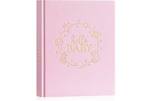 Lanpn Hello Baby Memory Book - Linen Hardcover Keepsake for New Parents - Newborn to 5 Year Journal Scrapbook Photo Album Milestone Book (Pink, 154 Pages)