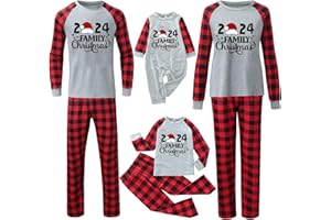 LINDOMAKER Family Christmas Pyjamas Set 2024 Xmas Matching Family Pjs Holiday Funny Cute Graphic Sleepwear Jammies Loungewear Set