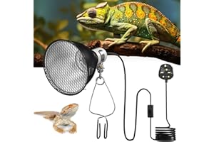 GlowUp E27 Reptile Heat Lamp Holder, 5.5 Inch 200W Reptile Reflector Dome Lamp with Clip and Guard, Heat Lamp Holder for Tortoise, Reptiles-for UVA UVB,Infrared Heat Bulbs (NO Bulb)