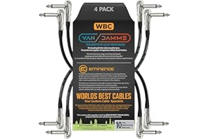 WORLDS BEST CABLES 4 unità da Xke pro-grade – 40 cm – Van Damme multi–schermato Pedale per effetti per chitarra/basso strumento cavo patch con connettori tipo A basso profilo ad angolo retto, pancake (6.35 mm) TS
