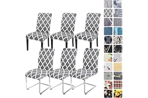 ‎ALISHOMTLL Alishomtll Stretch Stuhlhussen 4er/6er Set Grau Stuhlbezug Schwingstuhl Elastische Esszimmer Stuhlhussen Abnehmbarer Waschbarer Stühle Schutz für Küche Restaurant Hotel Bankett (Grau Gitter, 6 Stück)