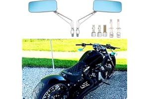 BREDUXSER 8mm/10mm noir moto Rectangle rétroviseur guidon aile rétroviseur pour Bobber Cruiser Choppers Touring ATV Sport vélo (Argent pour Harley)