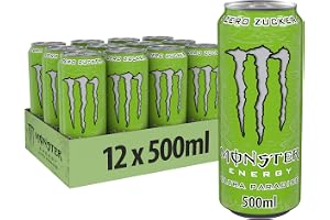 Monster Energy Ultra Paradise – koffeinhaltig energidryck med kombination av äpple, kiwi och gurka – utan socker och utan kalorier – i praktiska engångsburkar (12 x 500 ml)