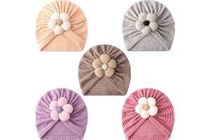 DRESHOW 5 Pezzi Cappello Turbante Bambina Cappellini Berretti e Cappellin per Infantile Bambino Neonato Ragazza