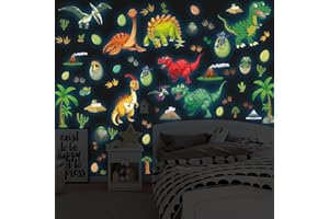 SINEKONG Stickers Muraux Enfant Dinosaures Lumineuses Autocollant Muraux Lumineux Dinosaure Autocollant Amovible Sticker Mural Dinosaures pour Enfant Garçons Fille Bébé Chambres Plafond Décoration Bleu