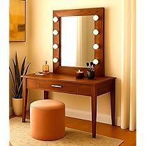 UrbonArts Premium Solid Sheesham Wood Dressing Table with Light