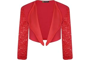 LOTMART Fille Long Manche Dentelle Bout Ouvert Boléro Veste pour Enfants Cardigan Haut