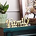 PURESTORY Words Family Sign Decor | Decorative items For Living Room | Home Decor Bedroom | Metal Word Sign Board Centerpiece | Cutout Family Sign | Home Decoration For Room, Kitchen-Gold