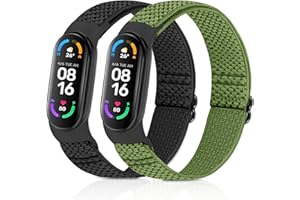 enkic Elastisch Armband Kompatibel mit Xiaomi Mi Band 7/Mi Band 6/Mi Band 5 Armband, Verstellbares Ersatzarmbänder Nylon Loop Sport Uhrenarmband für Damen Herren