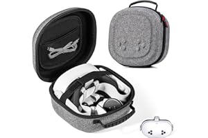LBING Tragetasche für Meta Quest 3/3S, VR-Headset Hartschalen-Aufbewahrungsbox mit Controller-Fach, Reise-Transportkoffer (Grau)