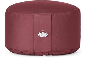 Lotuscrafts Cuscino Meditazione Yoga Lotus - Altezza 20 cm - Rivestimento in Cotone Lavabile - Ripieno di Farro - Cuscino Yoga Meditazione - Cuscino Zafu - Meditation Cushion - Certificato GOTS