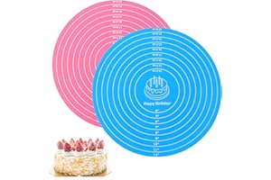 DSLSQD Alfombrilla redonda de silicona para hornear con medidas, antiadherente, para hacer galletas, macarrones, pan, accesorios para hornear (rosa, azul)
