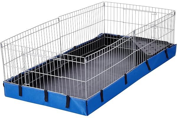 Amazon Basics Étanche Cochon d'Inde Cage pour petits animaux avec fond en toile, Bleu, L 118 x l 35 x H 60 cm