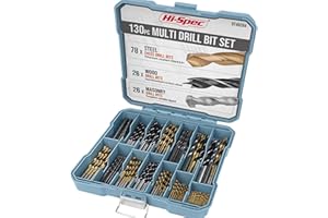 Hi-Spec Coffret de 130 Forets Hélicoïdaux HSS Revêtus de Titane (1-10mm) - Kit de Perçage Polyvalent Forets Metaux, Bois et Plastique - Metal avec Boîte de Rangement Robuste