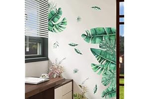 ANHUIB ABHUIB Adesivo Murale Pianta Tropicali,Moderne Sticker da muro per Soggiorno,Taglia Larga Adesivi Murali Piante,Adesivi da Parete Foglie Verdi Decorazione Murale per Camera da Letto Camera Bambini