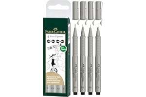 Faber-Castell 167004 - Estuche con 4 Rotuladores Calibrados ECCO Pigment - Grosores de Trazo de 0.2/0.4/0.6/0.8 - Negro