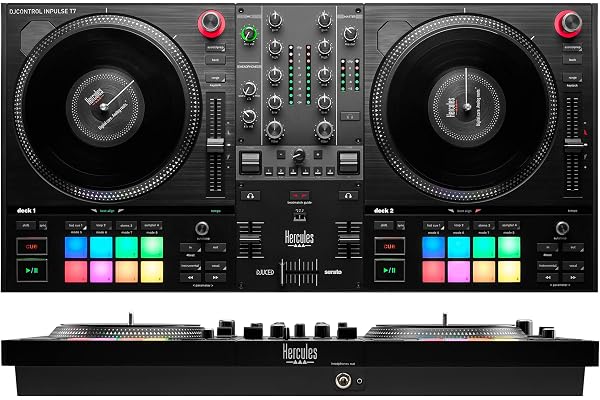 Hercules DJControl Inpulse T7 : Contrôleur DJ Motorisé avec Sensation Vinyle Authentique – Plateaux de 7 Pouces – Contrôle des Stems pour Mashups – Inclus Serato DJ Lite & DJUCED