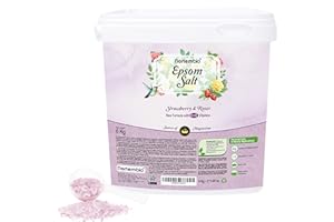 Nortembio Epsom Salt 6 Kg. New Strawberry and Rose Fragrance. Epsom Salts Hydrated with Vitamin C and E. Bath Salts and Personal Care. EBook Included.