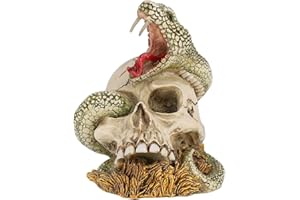 QCHOMEE Skull Ornament Resin Skull Head Novelty Halloween Ornaments Party Home Desktop Decoration Skull Props Gift for Halloween Statue Skull Figurine Collection (Scary Snake Skull)