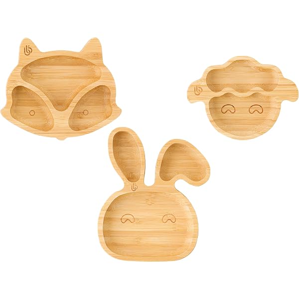 Assiette Bébé à Ventouse Bamboo Bamboo - Anti-renversement, Sans BPA, Pour Sevrage Dès 6 Mois