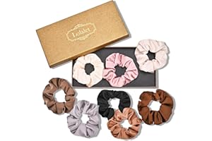 Lolalet Scrunchies dla kobiet, miękkie opaski do włosów Skinny Sleep Satin Hair Ties, elastyczne opaski do włosów dla dziewczynek o grubych, cienkich, kręconych włosach -8 sztuk, styl A-L