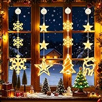 Lumière De Fenêtre Décorative De Noël,Lumières Ventouse à LED,Rideau