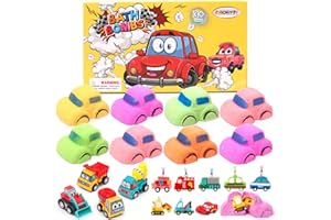 FUNCREVITY Auto Badekugeln Kinder mit Überraschung Innen, 8 Stück Badebomben Kinder mit Automobil Kleiner Anhänger Automobil Spielzeug Badebomben für Kinder Geburtstag Weihnachten Ostern Badeperlen Geschenke