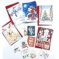 anujarusiya Christmas Greeting cards pack of 5 | 8 gift tags | digital print of Cheerful holiday watercolor illustration | Made on Imported Paper | Each card comes in a Red Envelope | 4"X6"