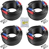 SANNCE 4 x 30m/100FT HD Multifunzioni Cavo Video Sorveglianza Telecamera Analog Kit DVR CCTV BNC RCA DC Alimentatore Sistema 
