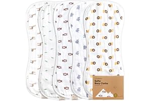 ‎KEABABIES Pack of 5 Muslin Burp Cloths Baby Girls Boys - Absorbent and Breathable Baby Burp Cloths, Organic Bamboo Cotton Muslin Cloths for Babies, Baby Washcloths Newborns, Large and Soft (The Wild)
